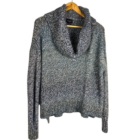 American Eagle Outfitters Cowl Neck Marled Knit Sweater Women Blue‎ M - Picture 6 of 13